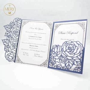 Invitation de <span class=keywords><strong>mariage</strong></span> classique de style rose avec pochette pour carte RSVP, invitation découpée au laser - Product Image 2