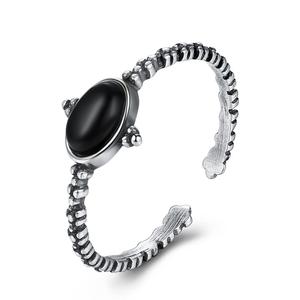 CZCITY nero tailandese <span class=keywords><strong>argento</strong></span> nero <span class=keywords><strong>pietra</strong></span> acciaio zircone <span class=keywords><strong>925</strong></span> Sterling ovale <span class=keywords><strong>anello</strong></span> d'<span class=keywords><strong>argento</strong></span> turco - Product Image 1