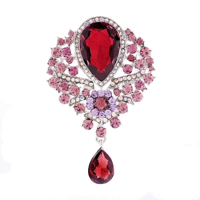 Indian pin brooch for women flower embroid rhinestone crystal brooches