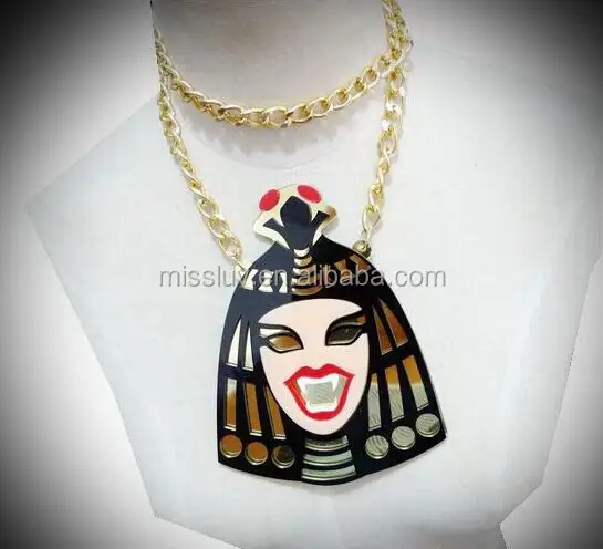 الفرعونية المصرية الذهبي قلادة ، شخصية الاكريليك قلادة القلائد للأزياء والمجوهرات