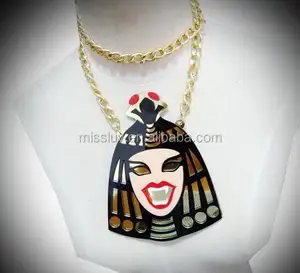 Collar dorado egipcio faraónico, collar con colgante de personaje acrílico para joyería de disfraces