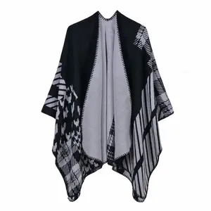 Venta al por mayor, lo último de 2020, poncho informal de Cachemira, nepalí, pata de gallo, tartán tejido, ponchos de viaje peruano