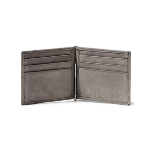<span class=keywords><strong>Portefeuille</strong></span> de blocage RFID à deux volets en cuir <span class=keywords><strong>gravé</strong></span> minimaliste mince pour hommes avec pince à billets - Product Image 4