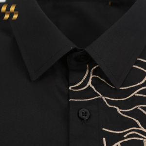 <span class=keywords><strong>Chemise</strong></span> à motifs brodés pour <span class=keywords><strong>homme</strong></span>, vêtements à la mode, coupe slim, personnalisé, design fantaisie, vente en gros, - Product Image 6