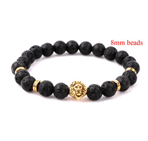Phong Cách Mới Đá Quý Tự Nhiên Thép Không Gỉ Lion Head Tiger Eye Stone Handmade Men Trang Sức Bracelet Set - Product Image 4