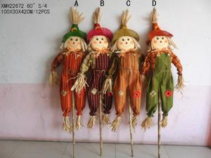 زينة فزاعة من القش الاحتفالي-زخرفة ساحة الحديقة في الهواء الطلق ، الحصاد اليدوي والديكور المنزلي الموسمي - Product Image 3