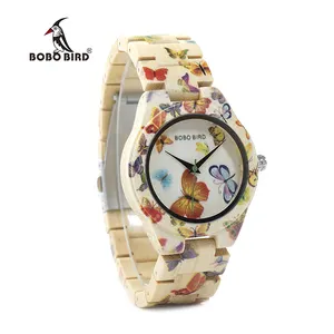 BOBO BIRD colored printed women watch with gift package