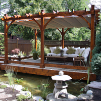 Pergola en bois massif avec abri en tissu