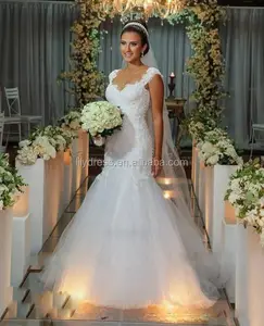 Fashion Design Hot Sell Lace Mermaid Floor Length Custom Make Long Formal Bridal Gown CBW128 modern african dress designs