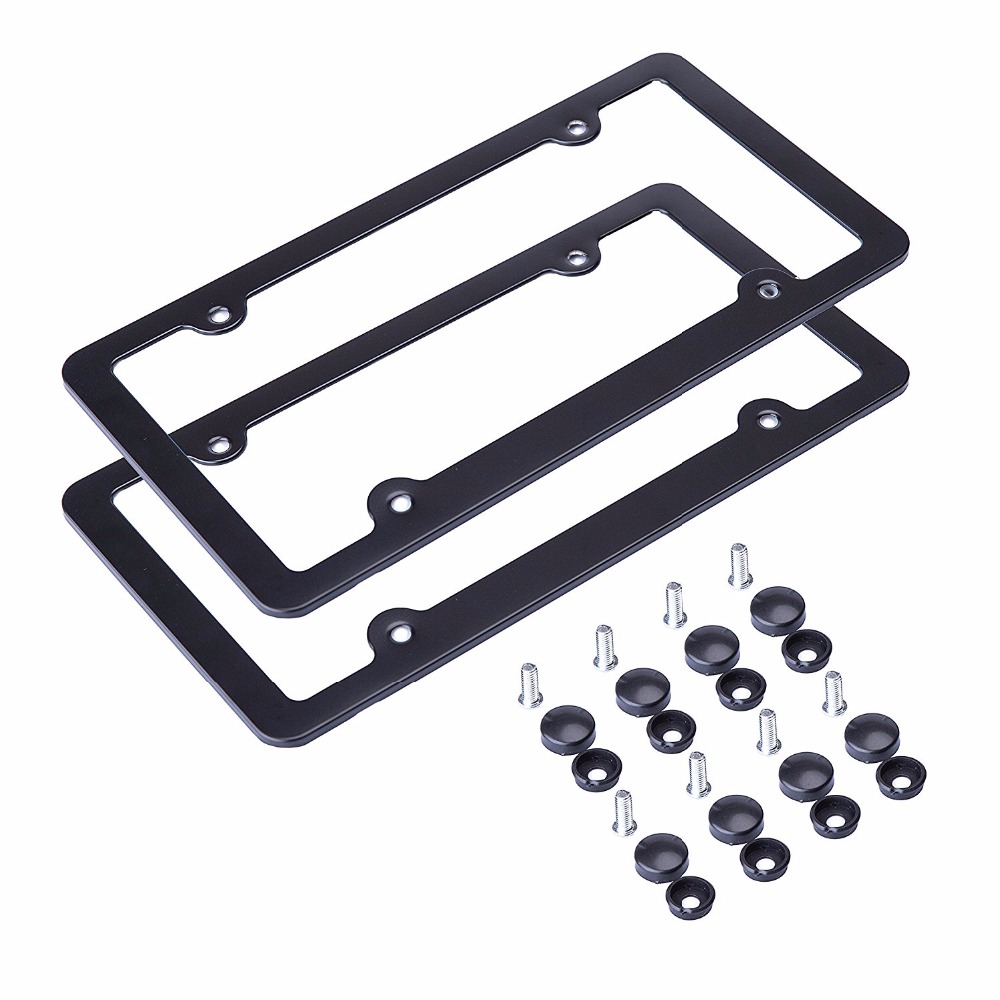 Рамки для номерного знака из алюминиевого сплава, комплект винтов с 4 отверстиями, розовая и черная Обложка для бирки, держатель для американского автомобильного номерного знака, рамка