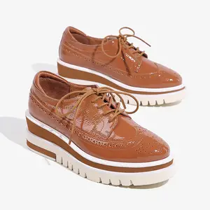 Sepatu Wanita Flat Platform Kulit Asli