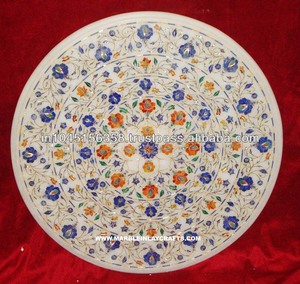 Antique Coffee Table Top Gems Marble Inlay Pietra Dura - Product Image 1