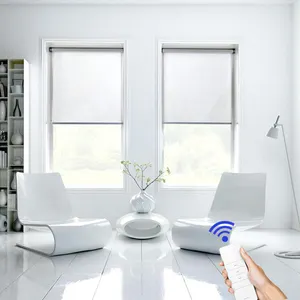 best price smart home custom fabric shades remote control waterproof pure color motorized roller blinds