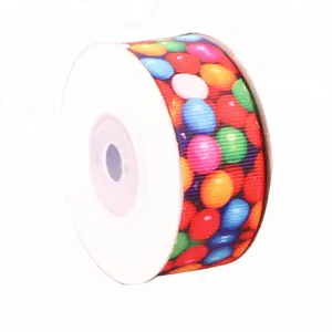 Customized 5/8'' Inch Candy Design Printing Logo Gift Grosgrain Ribbon Wholesale Halloween Personalized Ribbon