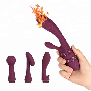 Beheizte Vibratoren und 4 vibrierende weiche Kopf bedeckungen G-Punkt Klitoris Massage USB Charge Sex Shop - Product Image 1