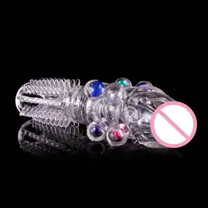 Funda Extensora Reutilizable para Pene con Textura de Perlas Anillo para Pene Consolador Juguetes Sexuales para Hombres - Product Image 4