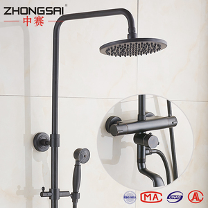 Real latón baño 3 manera negro antiguo precipitaciones ducha termostática Set - Product Image 2