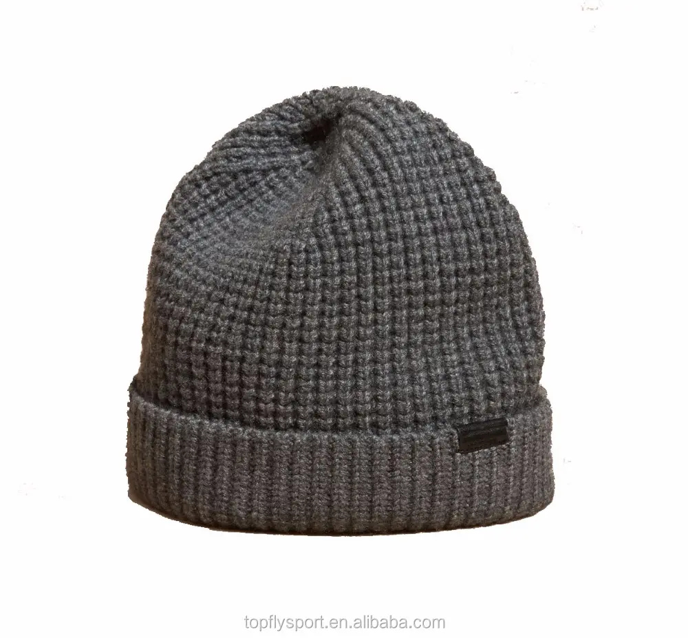 Custom grey merino wool beanie hat wholesale