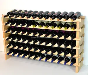 72 Flaschen 6 Reihen Stapelbares Wein regal aus massivem Bambus holz