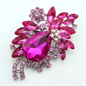 new fashion custom rhinestone flower brooch pin large