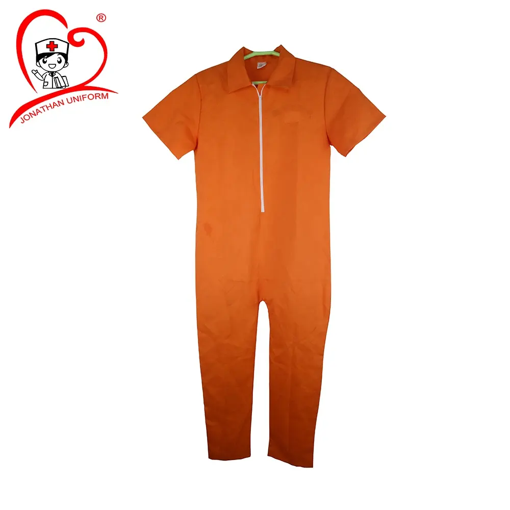 Sommer Unisex Kurzarm 100% Polyester One Piece Orange Prison Jumps uit