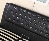 Nouvelle Arrivée Magnifique Lit Capitonnée Traditionnel en Cuir PU Noir avec Rangement