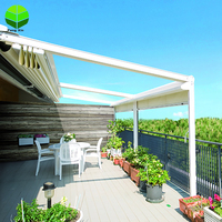 Toldo retráctil motorizado para exteriores, moderno, hecho a medida, impermeable, con ventanas de vidrio