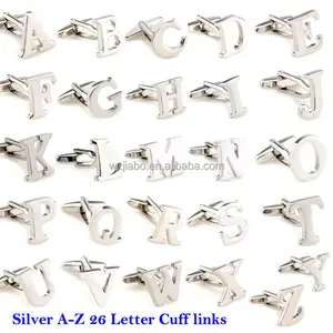 hot sell silver plating stock 26 letter cufflinks for mens shirts