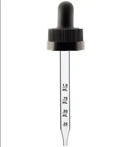 2 oz Black Child Resistant Calibrated Glass Dropper - 20-400 fits 2 oz Bottles