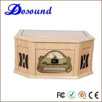 Retour au style des années 60 - Stéréo Hi-Fi - Cornet - Gramophone - Trophée - Stéréo classique en bois - Lecteur de disques vinyles avec lecteur de cassette et de CD
