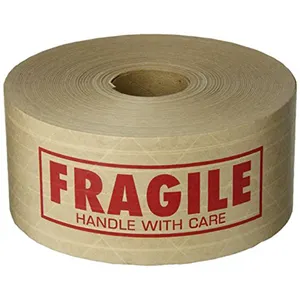 Bailida Fragile Handle with Care Water Activated Gummed Self Adhesive Kraft Paper Tape Waterproof Carton Packing Offer Printing Bailida