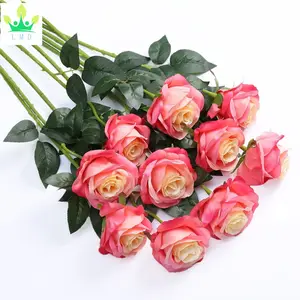 Bouquet di fiori di seta artificiale foglia rosa matrimonio decorazioni floreali, confezione da 2 (caffè rosa)