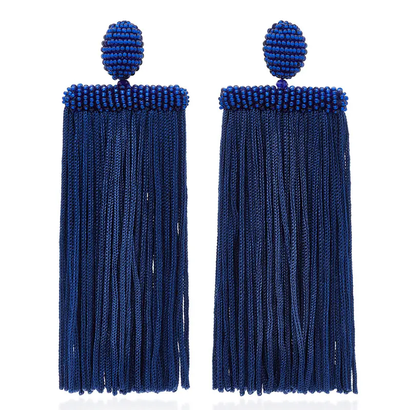 KDA6266 wholesale latest long boho silk thread tassel earrings