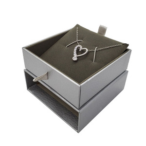 Custom Mini Jewellery Necklace Box Packaging Gray Special Paper Drawer Jewelry Boxes