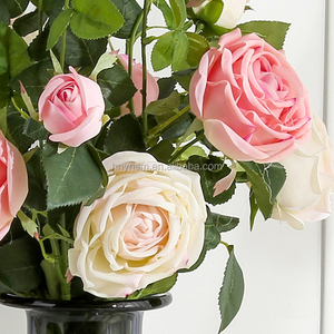 Belle rose realistiche a doppia testa a 7 colori <span class=keywords><strong>in</strong></span> <span class=keywords><strong>vaso</strong></span> per matrimonio decorazioni natalizie Halloween prezzo di fabbrica - Product Image 2