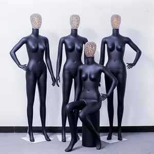 Giysi ekran tam vücut siyah renk kadın terziler kukla metal kafa ile