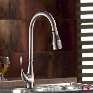 Robinet <span class=keywords><strong>de</strong></span> cuisine à <span class=keywords><strong>col</strong></span> <span class=keywords><strong>de</strong></span> <span class=keywords><strong>cygne</strong></span> à poignée unique monté sur évier Norme européenne CE avec bec extractible - Product Image 5