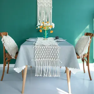 BOHO Home Decoration Weeding Macrame Table Runner ZQ001266 Handwoven Macrame Natural Striped Fancy Hand Made Cotton All-season