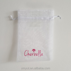 Schoen Zak/Organza Pouch Goedkope Bedrukt Organza Gift Koord Recyclebaar Wit Met Roze Logo Of Aangepaste Aanvaardbaar - Product Image 3