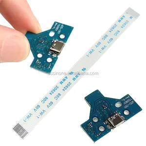 PS4控制器板充电器板JDS 001 011 030 040 055的USB充电端口插座板，带12根14针柔性带状电缆