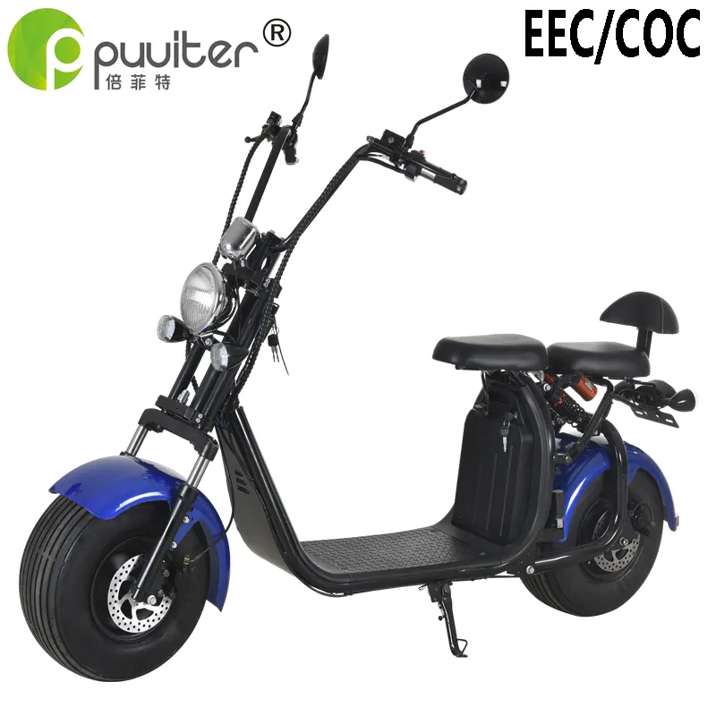 Scooter elétrico citycoco 1500w 60v20a eec, com pneu gordo de 2 rodas