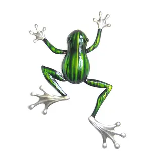 Wholesale discount Metal Wall Art Frog Decor Home Hanging Iron Crafts Green Frog