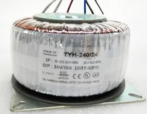 Transformador de núcleo Toroidal, 240VA, seg 24V ac, 10A, TYH-240/24