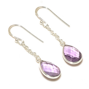 Boucles d'oreilles en argent sterling 925 Améthyste Gemstone bijoux faits à la main - Product Image 1