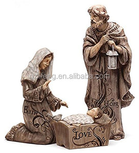 Gran nacimiento 3 piezas Virgen María, Joseph y bebé Jesús estatua al aire libre - Product Image 1