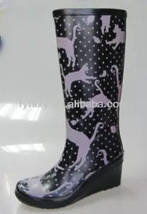 2014 preto sexy salto anabela mulheres chuva botas de borracha