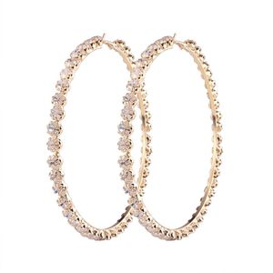 Nouvelles Boucles d'Oreilles Créoles XXL Plaqué Or avec Strass et Diamants pour Femme, Tendance Hip-Hop 2025 - Product Image 1