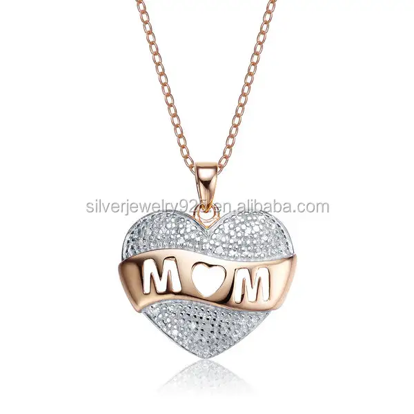 Nuovo gioielli in argento catalogo placcato oro falso diamante mon del cuore del pendente della collana di disegno