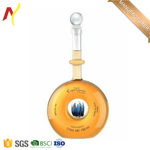 Chai Thủy Tinh Tròn 750Ml Cho <span class=keywords><strong>Tequila</strong></span> Với <span class=keywords><strong>Agave</strong></span> Thủy Tinh Bên Trong - Product Image 2