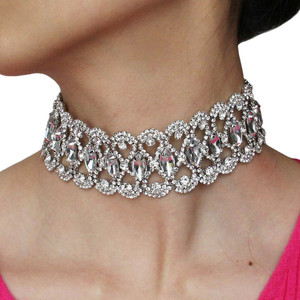 HANSIDON Luxury Rhinestones <strong>Chokers</strong> Statement <strong>Necklace</strong> for Women Big <strong>Crystal</strong> <strong>Necklace</strong> Wedding Jewelry Maxi Collars - Product Image 1